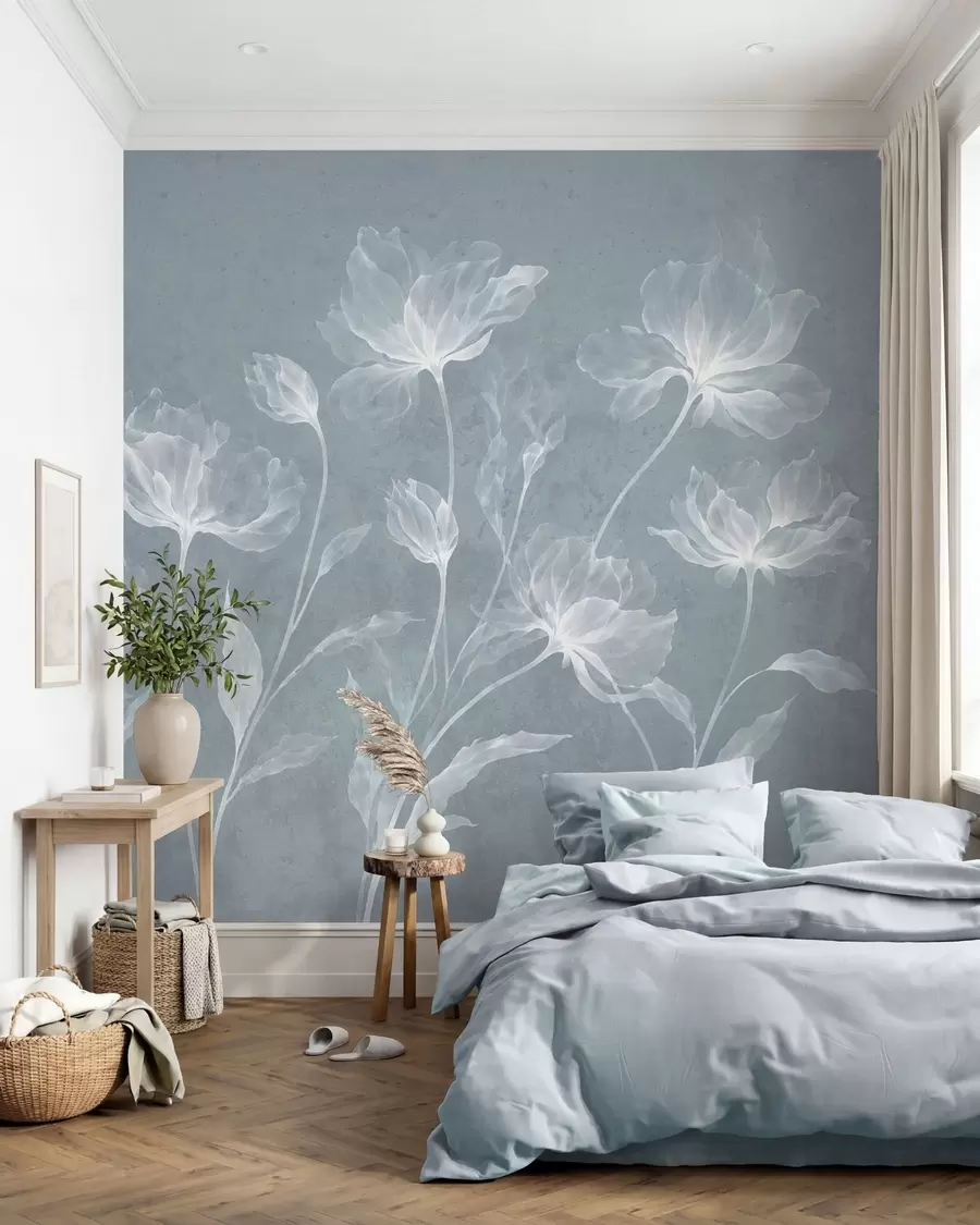 wall murals Elegant airy flowers with translucent layered petals on long delicate stems w05579v2