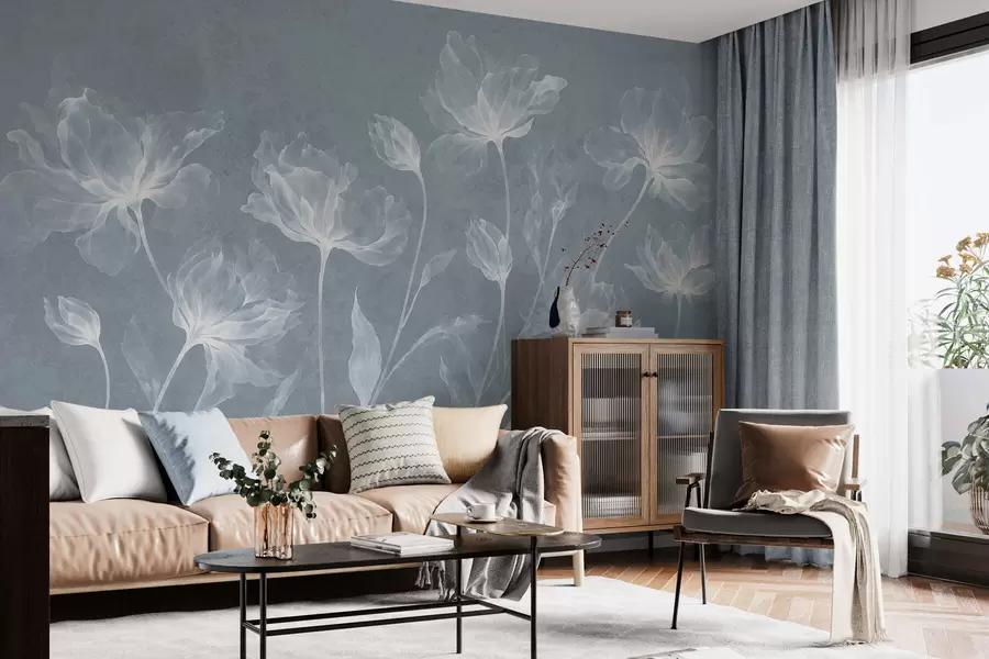 wall murals Elegant airy flowers with translucent layered petals on long delicate stems w05579v2