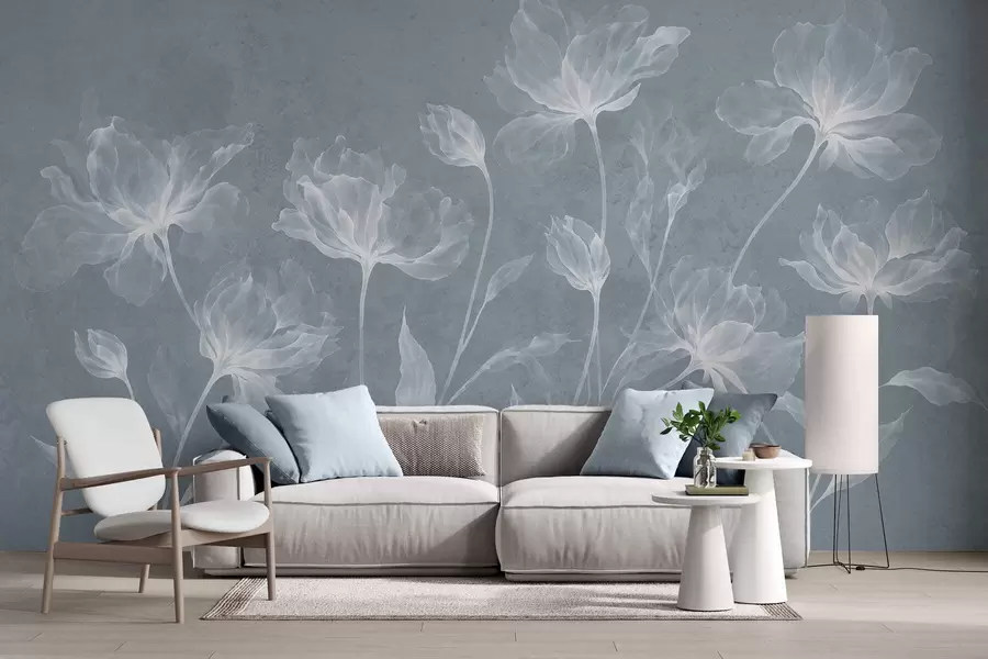 wall murals Elegant airy flowers with translucent layered petals on long delicate stems w05579v2