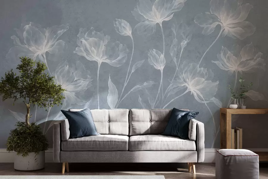 wall murals Elegant airy flowers with translucent layered petals on long delicate stems w05579v2