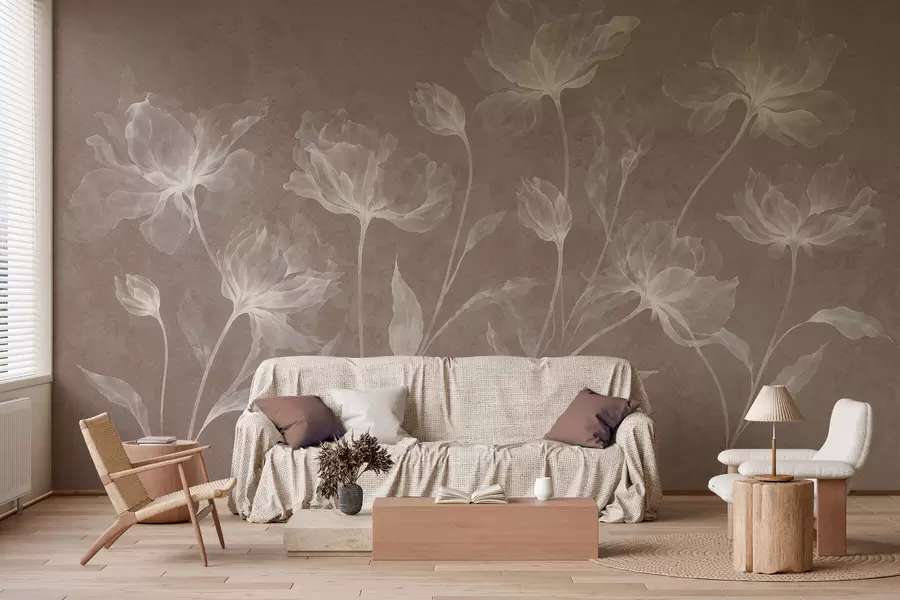 wall murals Elegant airy flowers with translucent layered petals on long delicate stems w05579v3
