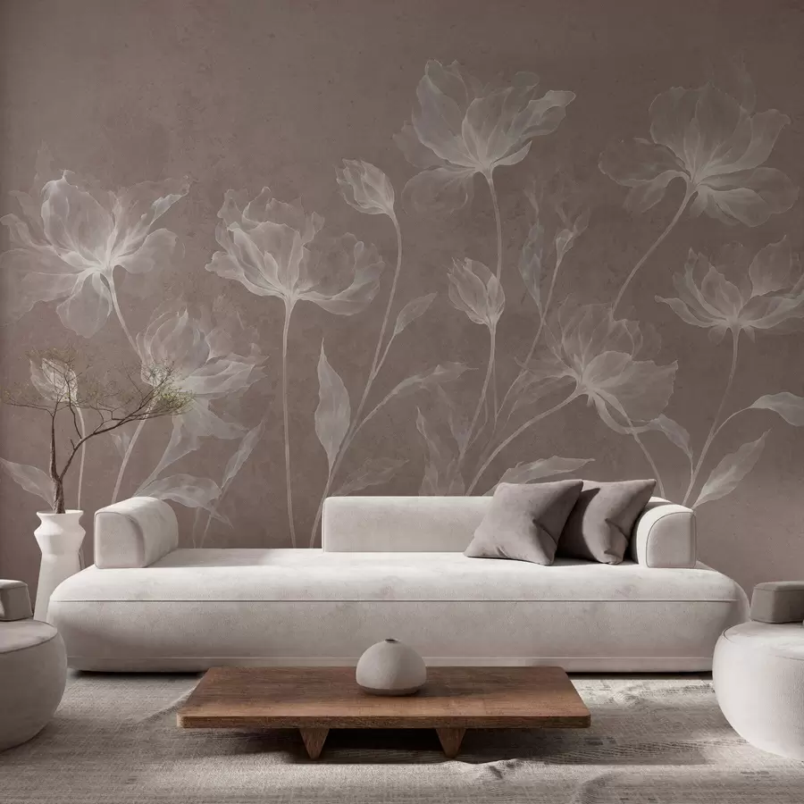 wall murals Elegant airy flowers with translucent layered petals on long delicate stems w05579v3