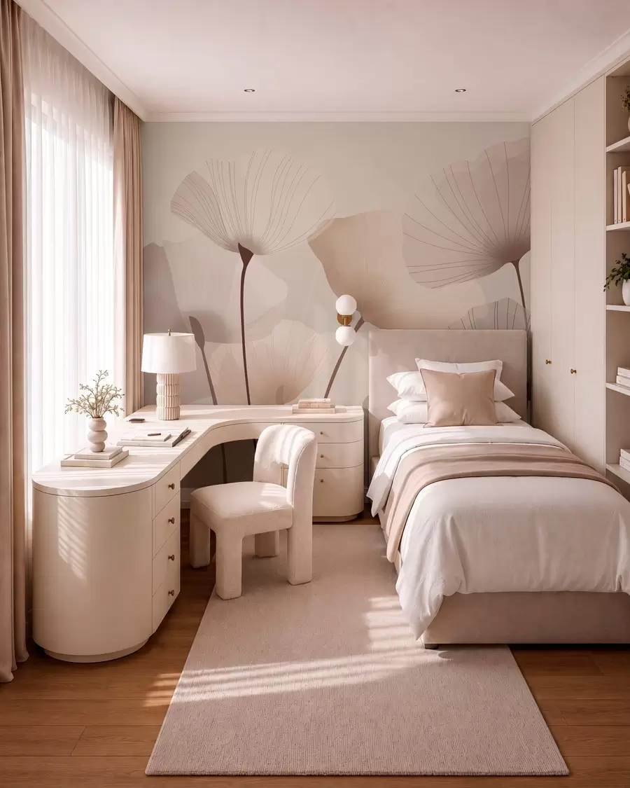 wall murals Elegant petals on tall stems in pastel shades w05212