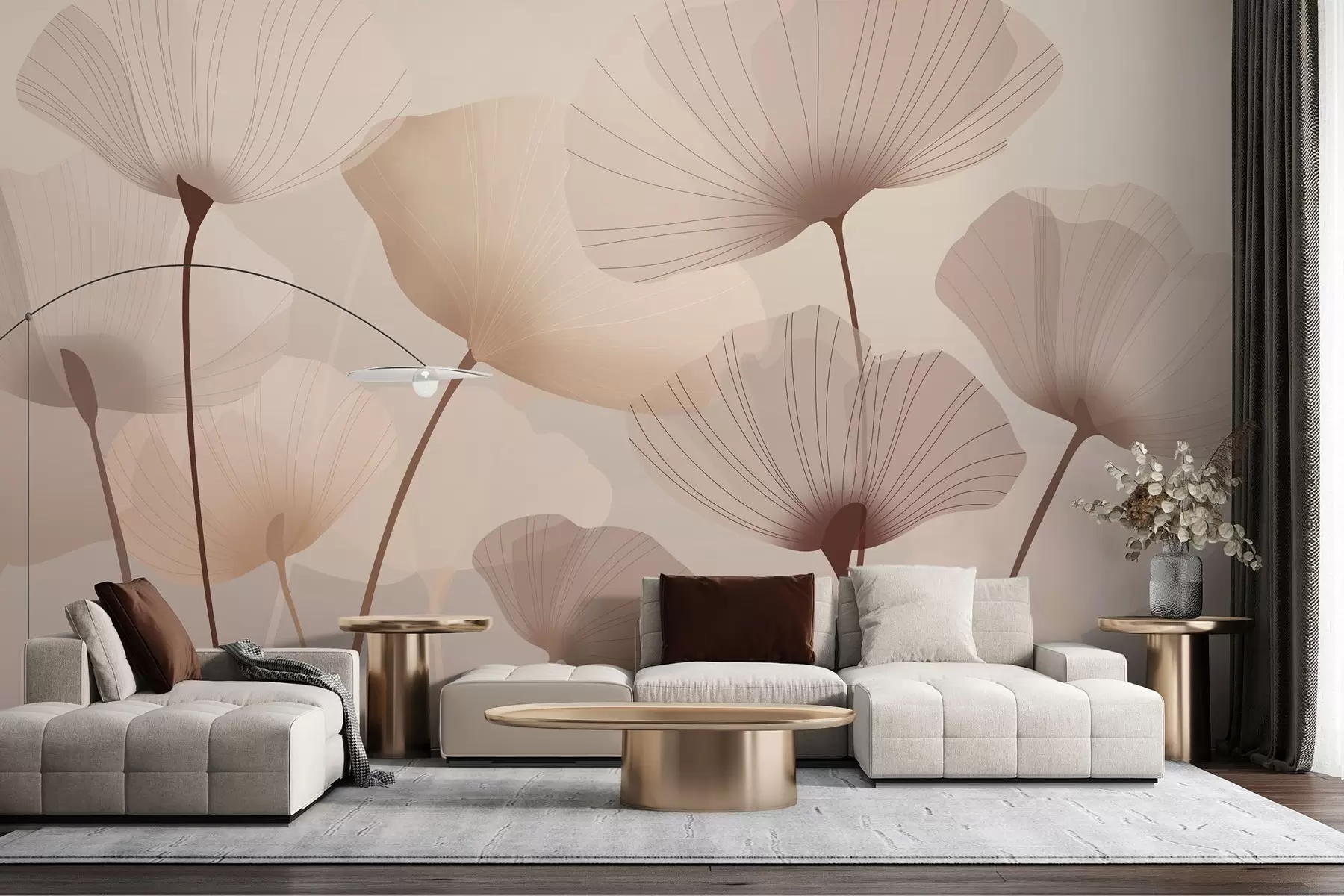 wall murals Elegant petals on tall stems in pastel shades w05212