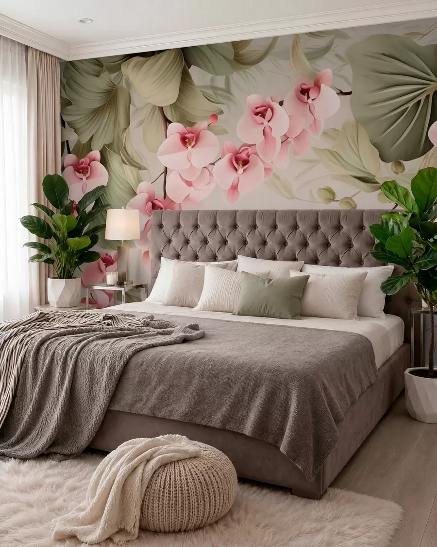 wall murals Orchids, hanging flowers w05619