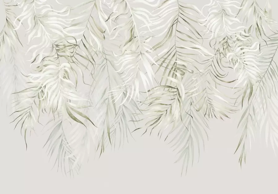 wall murals Pastel tropical leaves on light background w05627