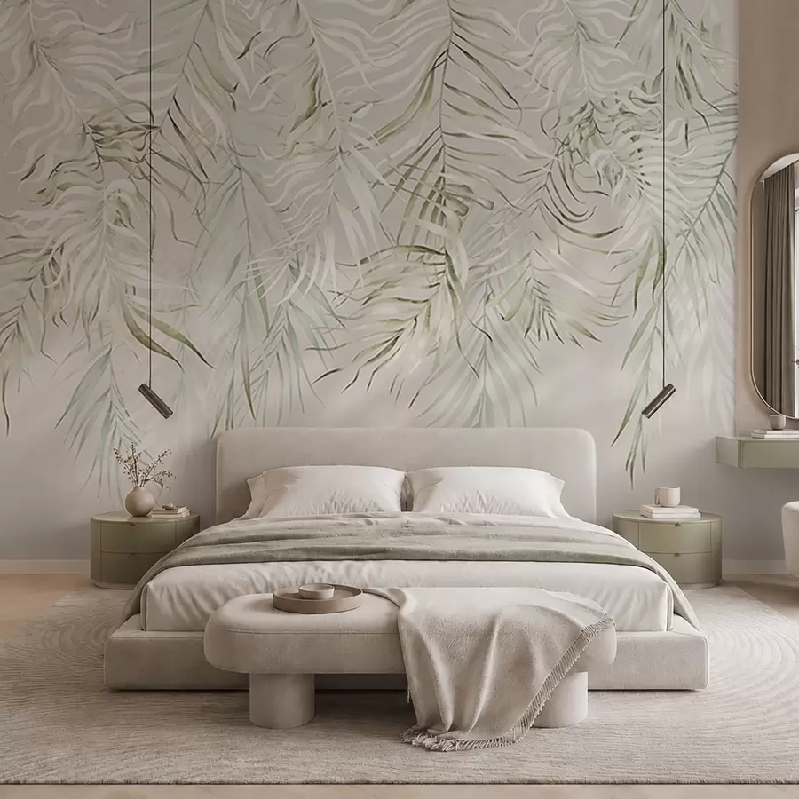 wall murals Pastel tropical leaves on light background w05627