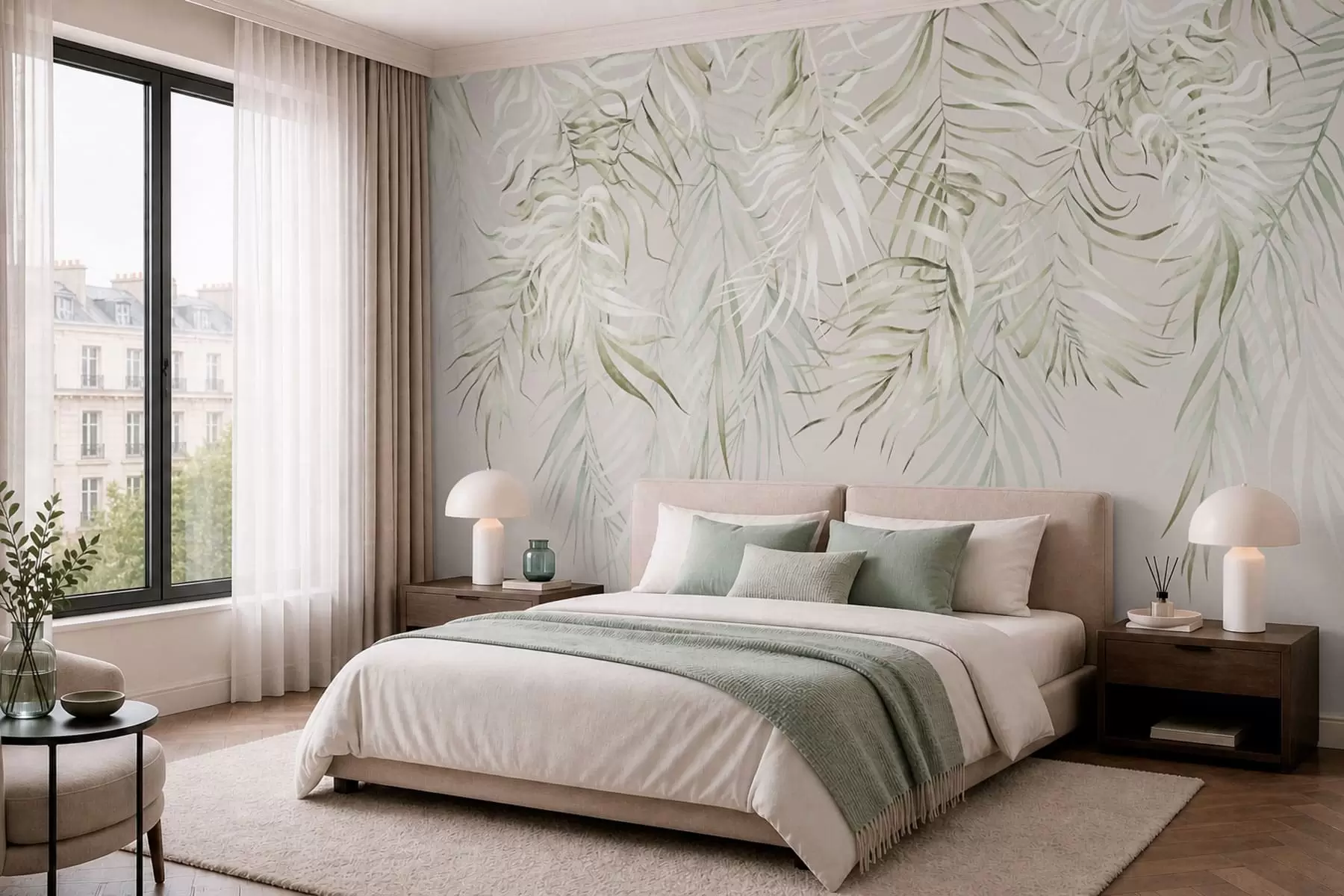 wall murals Pastel tropical leaves on light background w05627