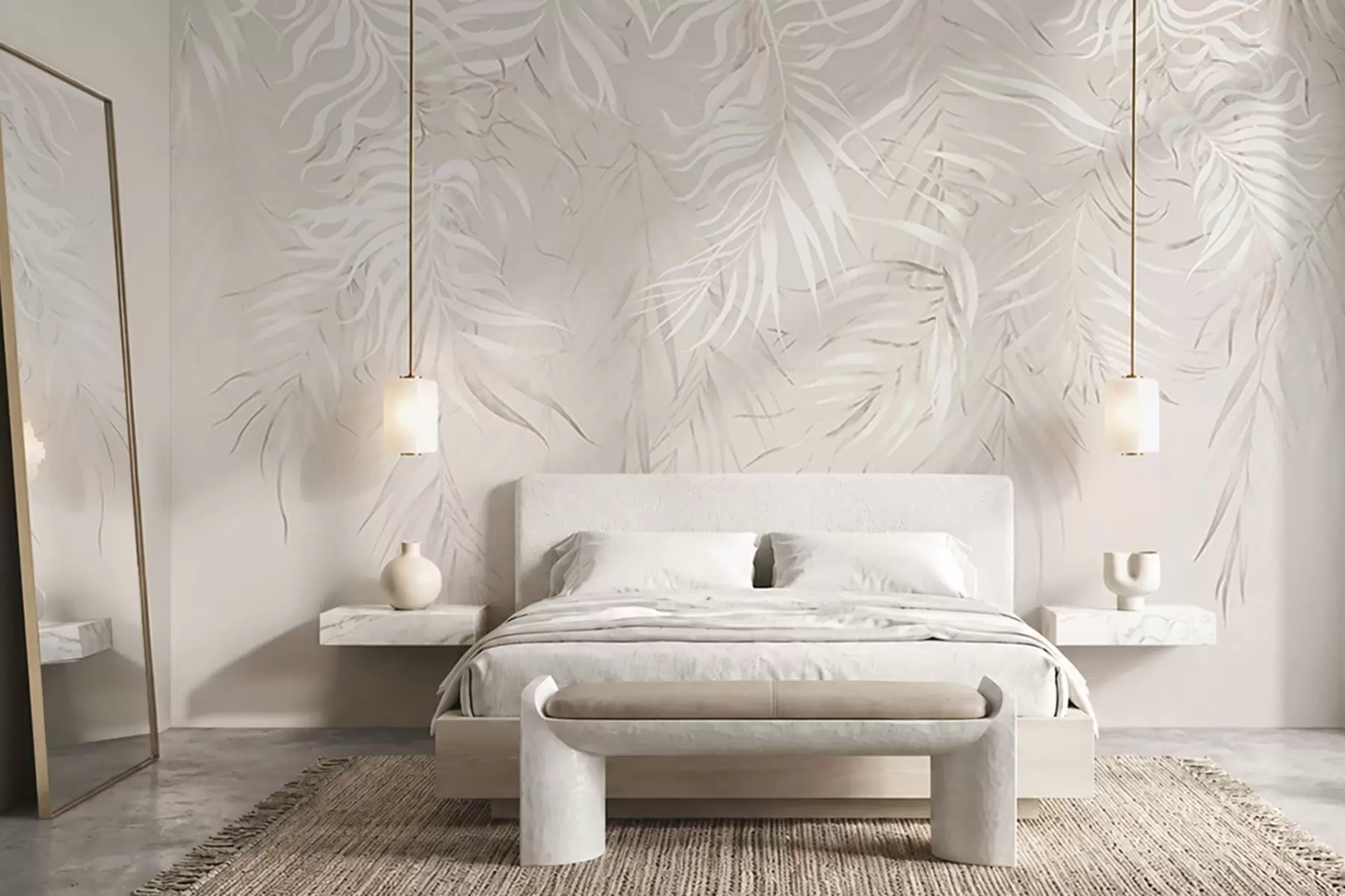 wall murals White tropical leaves on light background w05627v1