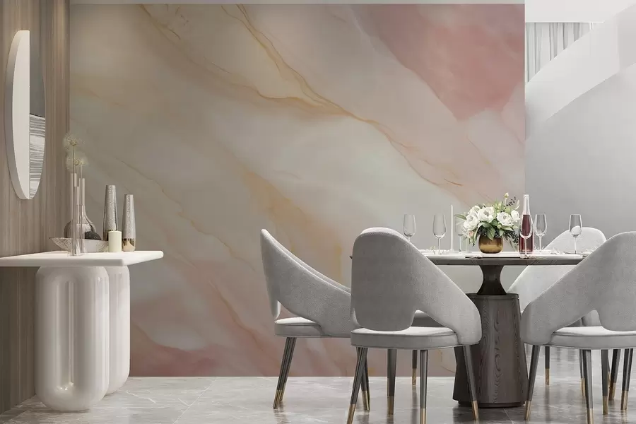 wall murals Imitation of abstract marble texture pattern shades of pink and yellow w05632