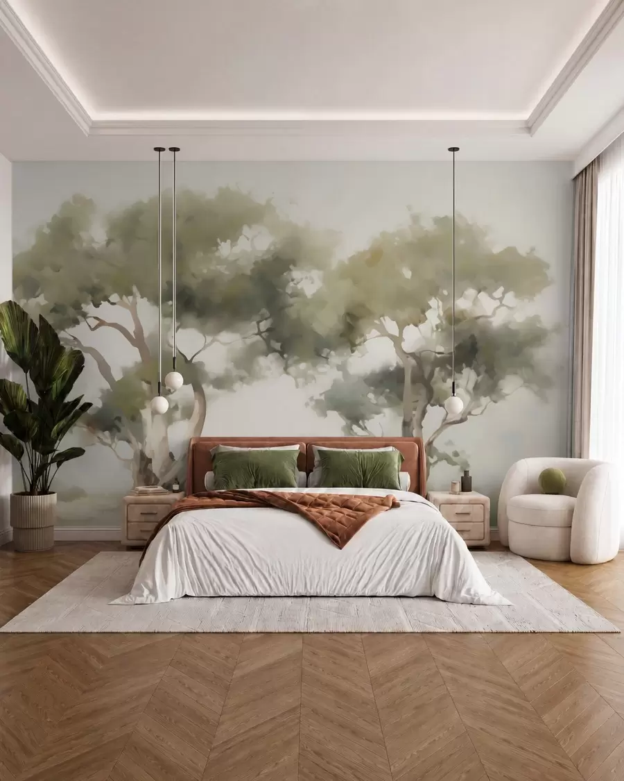 wall murals Abstract trees imitation of painting w05638