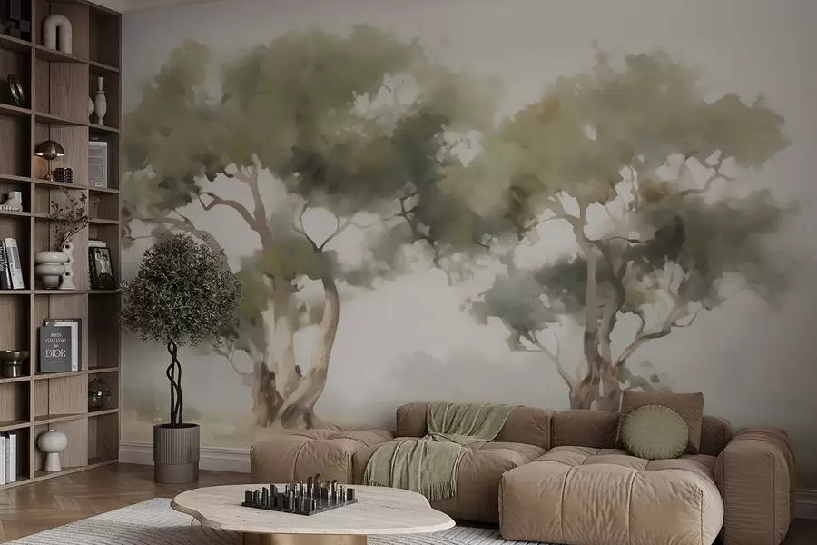 wall murals Abstract trees imitation of painting w05638