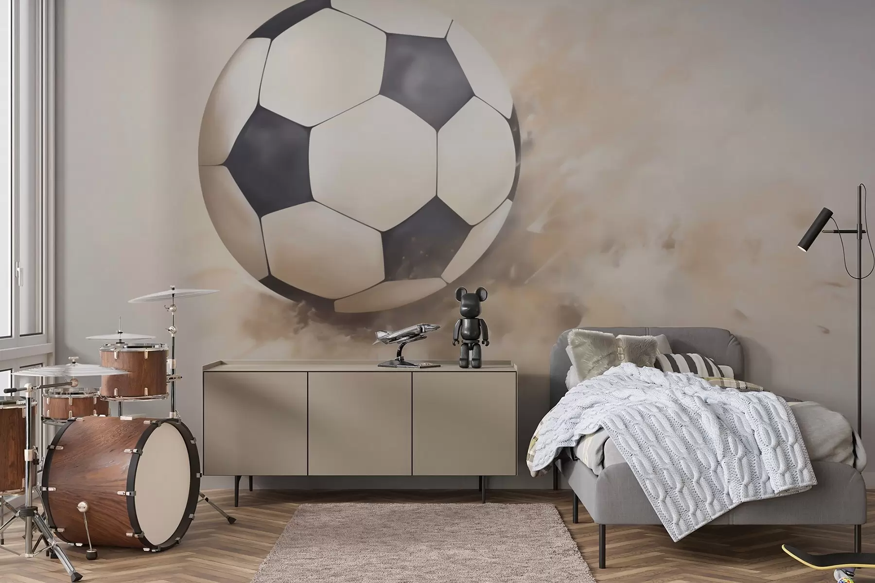 wall murals Soccer ball imitation painting w05640