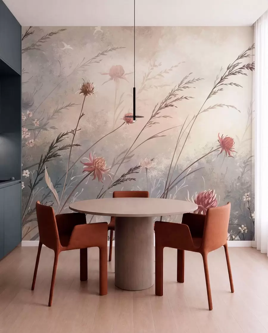 wall murals Delicate wildflowers in a misty pastel scene w05538