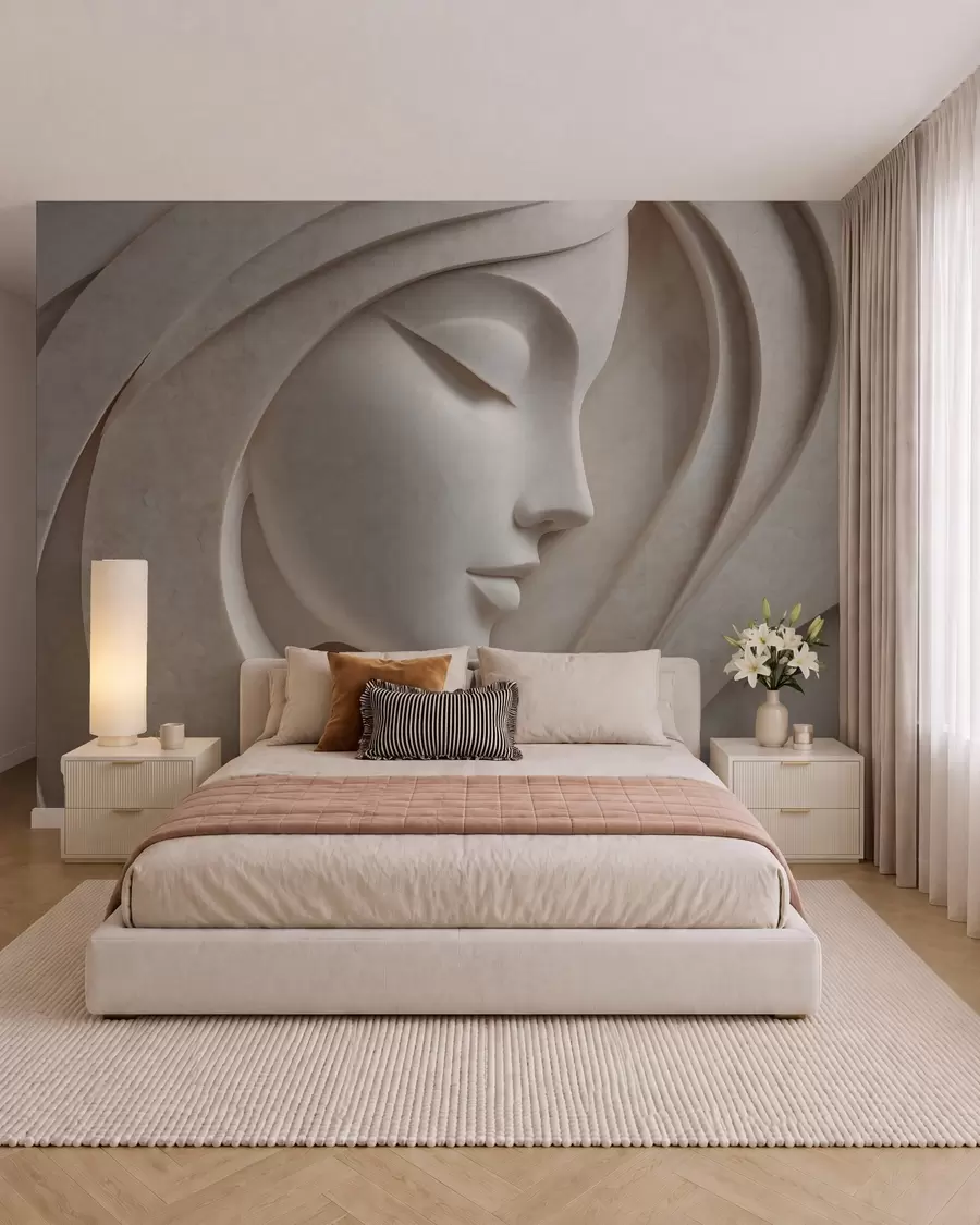 wall murals A female profile in bas-relief style w05569