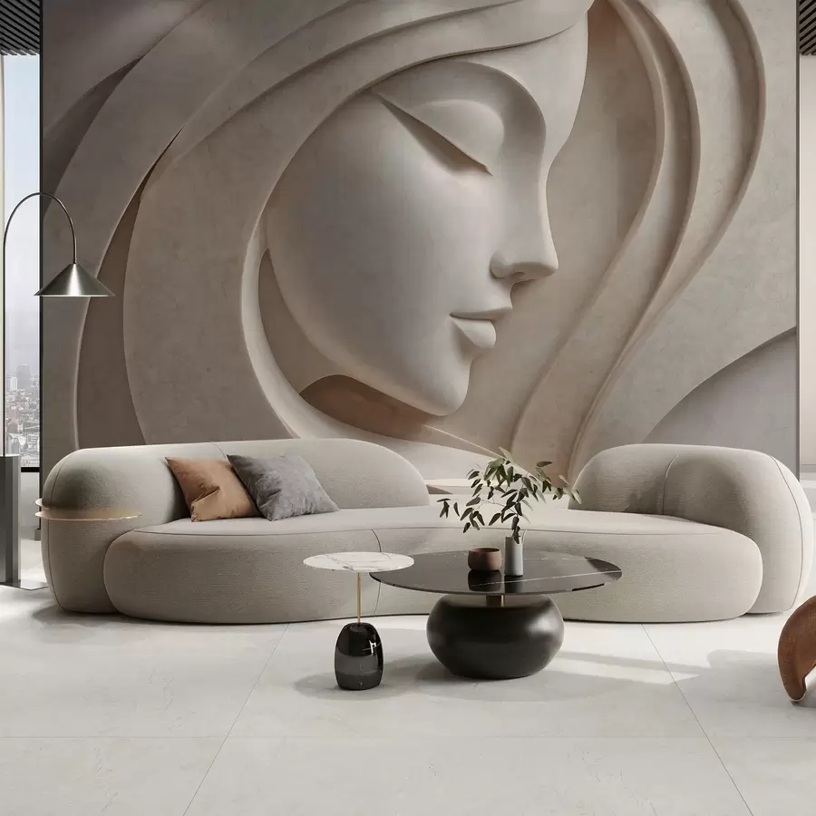 wall murals A female profile in bas-relief style w05569