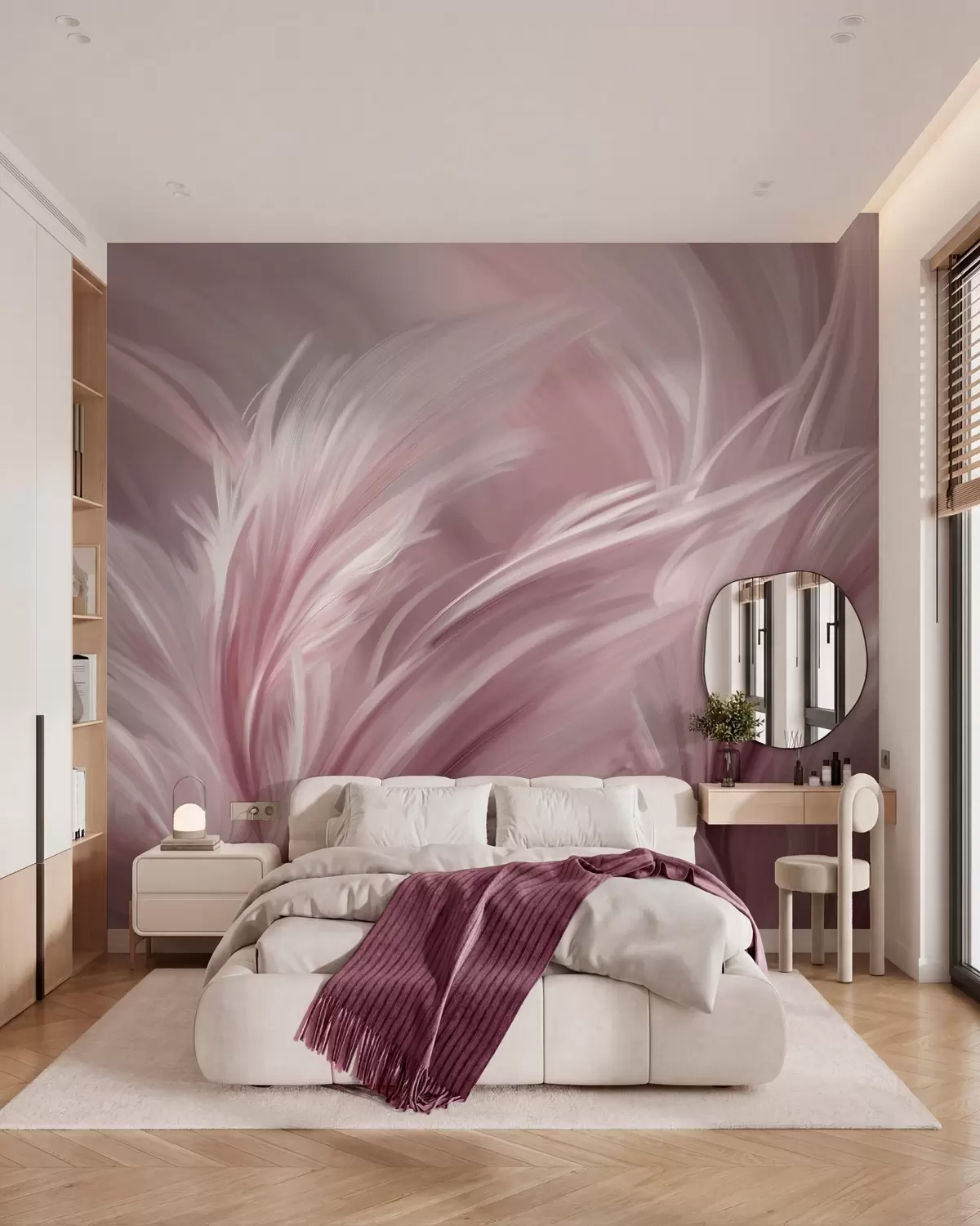 wall murals Elegant feathers in shades of pink w05658v1