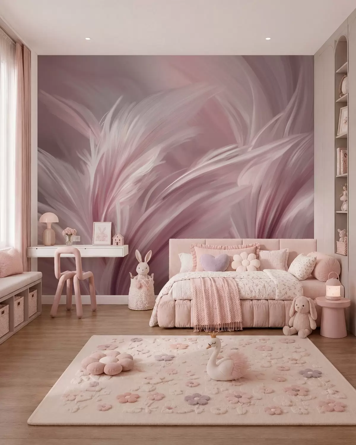 wall murals Elegant feathers in shades of pink w05658v1