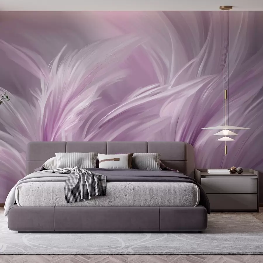 wall murals Elegant feathers in shades of purple w05658v2