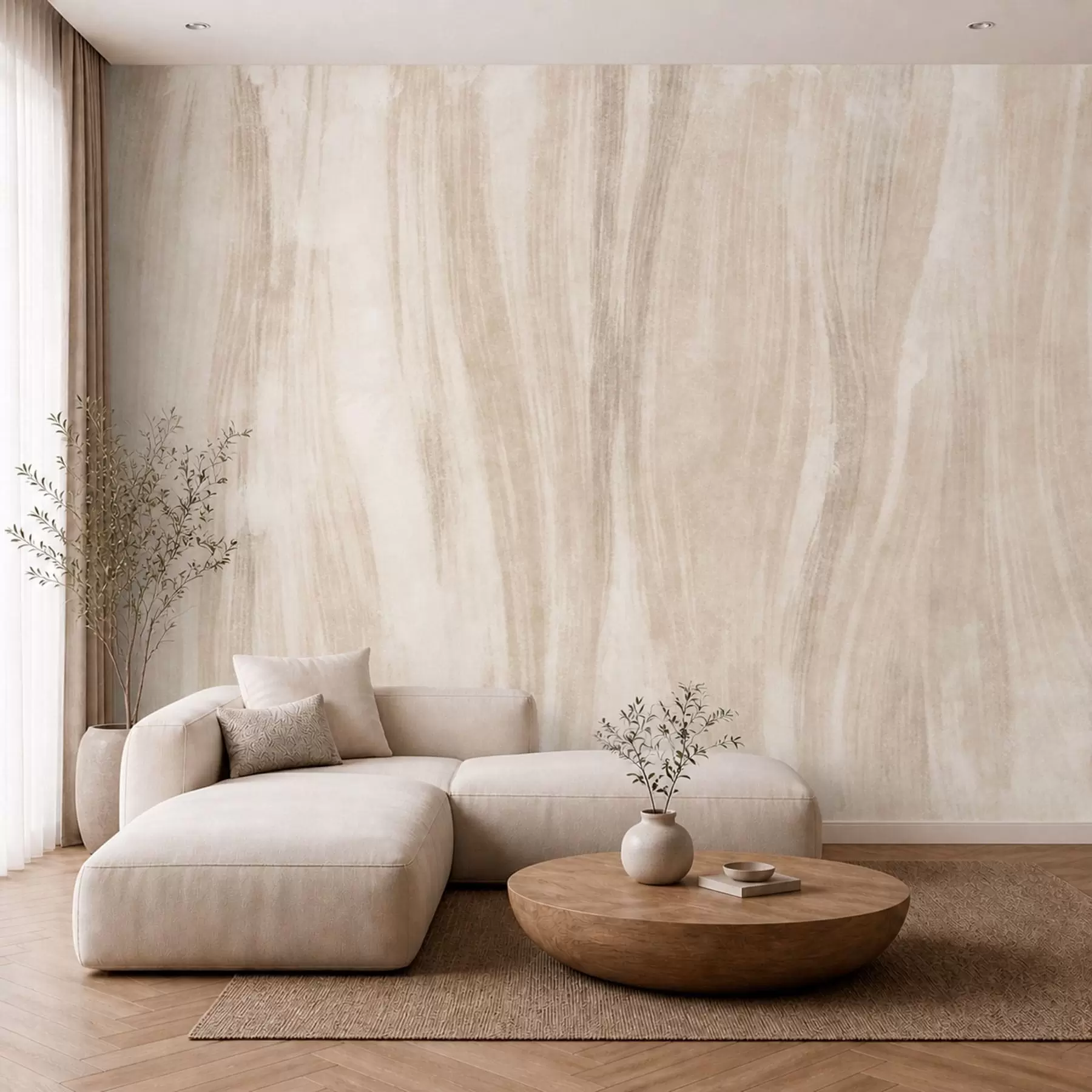 wall murals Light abstract texture with soft vertical transitions in creamy hues w05686