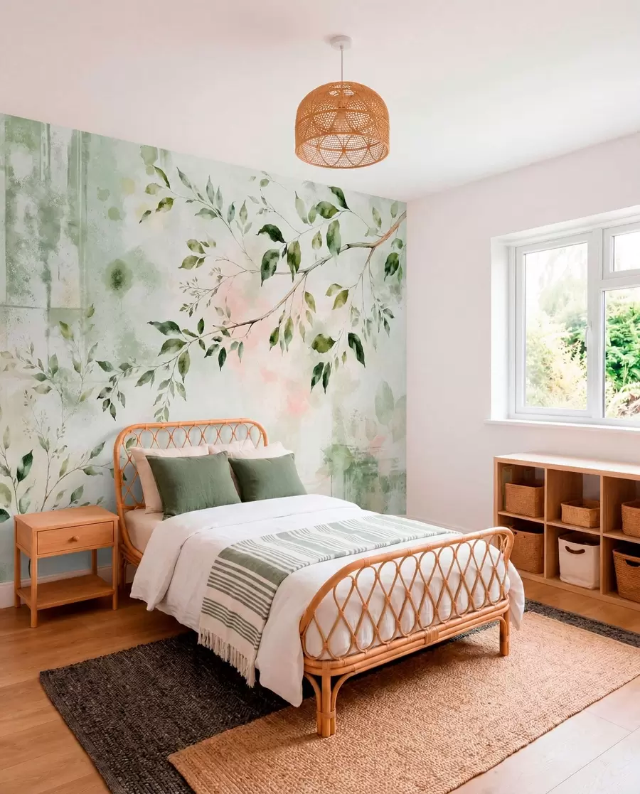wall murals Watercolor leafy branch on a light background w05688