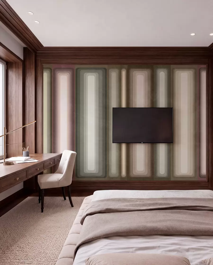 wall murals Textured abstract vertical rounded rectangles in muted tones of brown, beige and pale pink w09905
