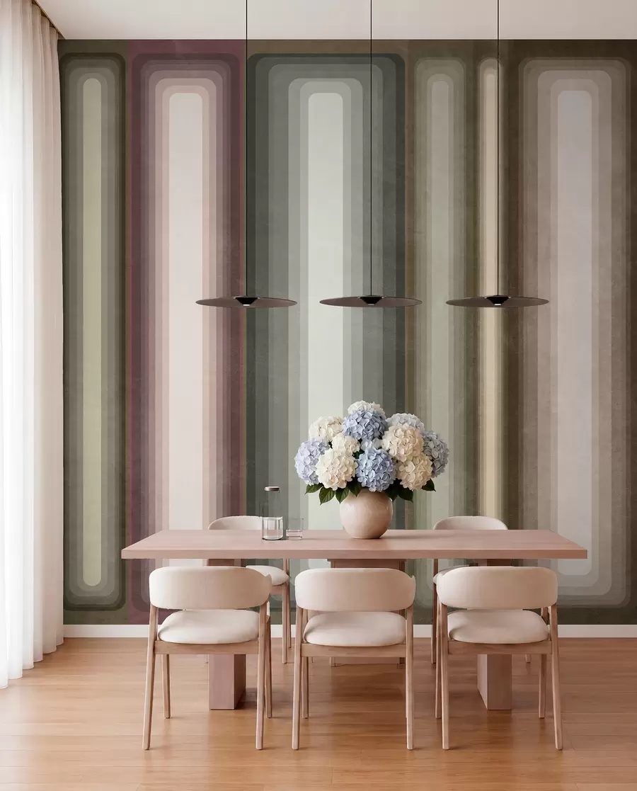 wall murals Textured abstract vertical rounded rectangles in muted tones of brown, beige and pale pink w09905