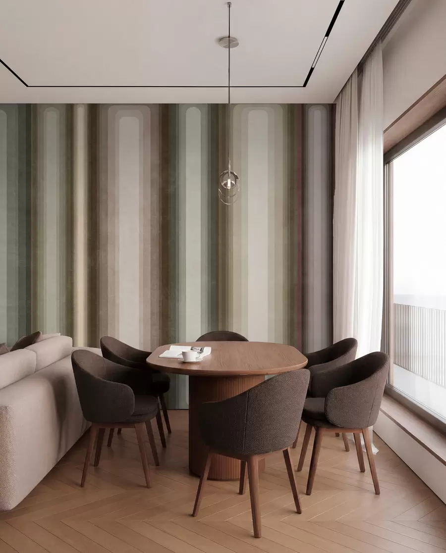 wall murals Textured abstract vertical rounded rectangles in muted tones of brown, beige and pale pink w09905