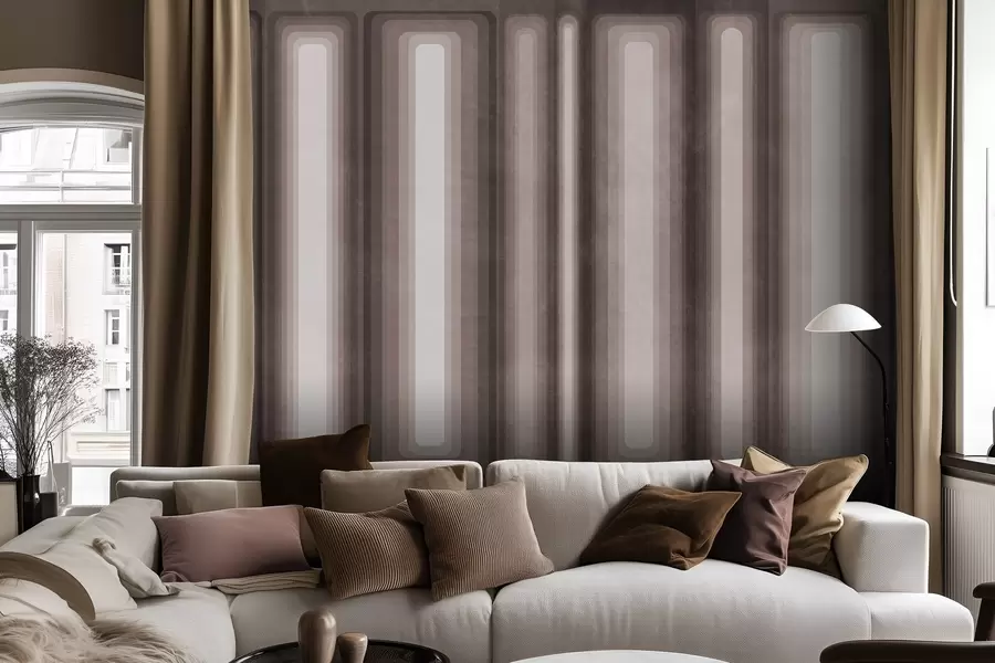 wall murals Textured abstract vertical rounded rectangles in muted tones of brown w09905v1