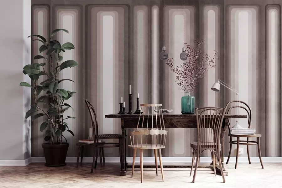 wall murals Textured abstract vertical rounded rectangles in muted tones of brown w09905v1