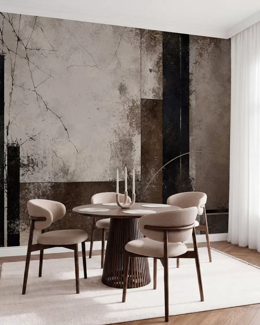 wall murals Abstract composition with dark lines and textures w05541