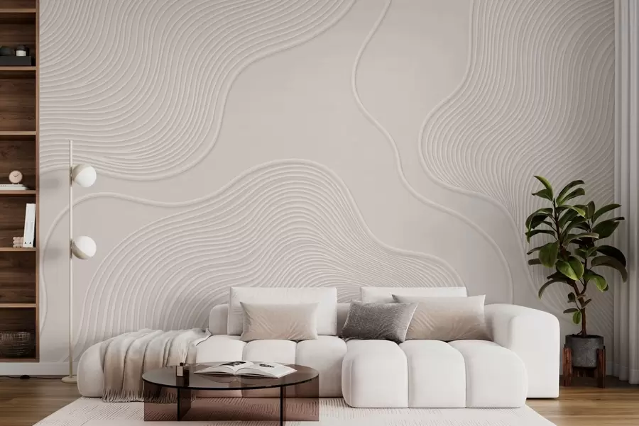 wall murals Abstract relief with flowing wavy lines w05689