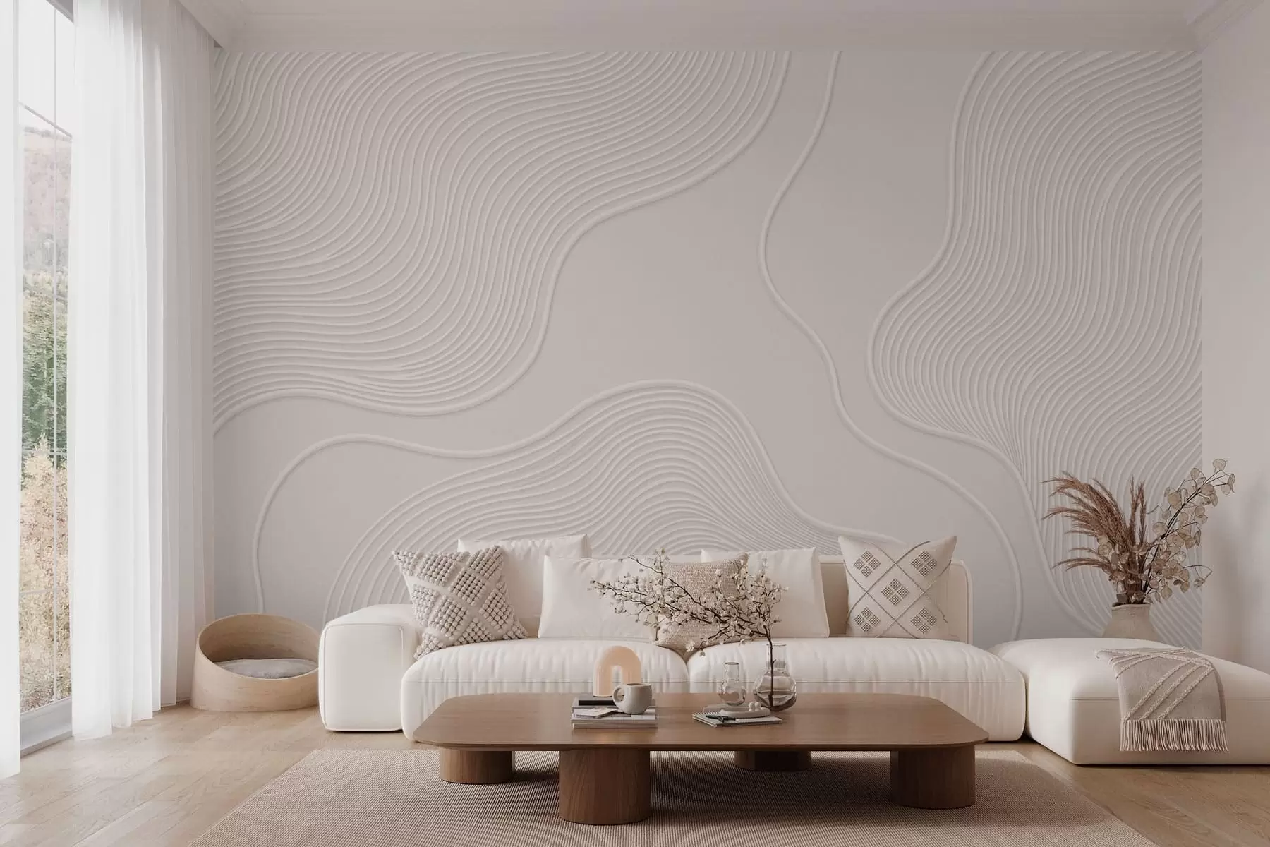 wall murals Abstract relief with flowing wavy lines w05689