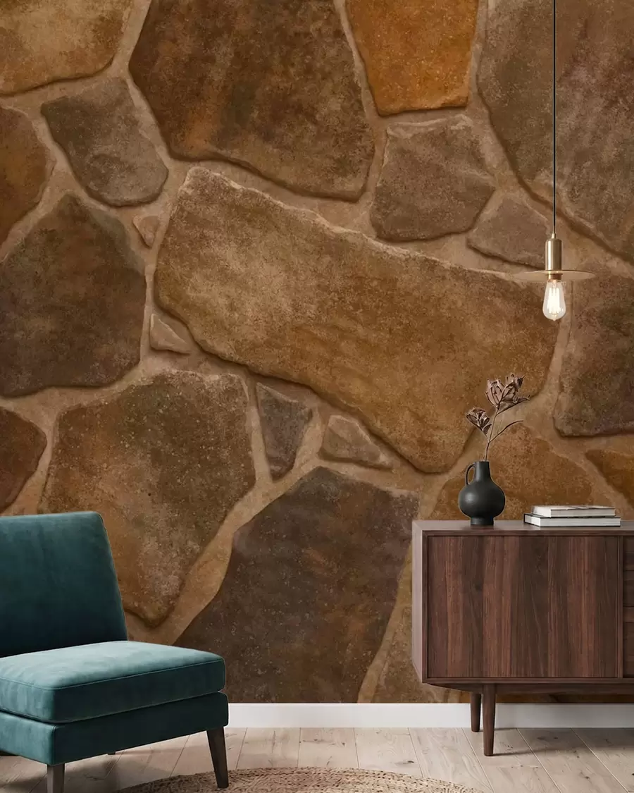 wall murals Natural stone masonry texture with irregular shapes w05690