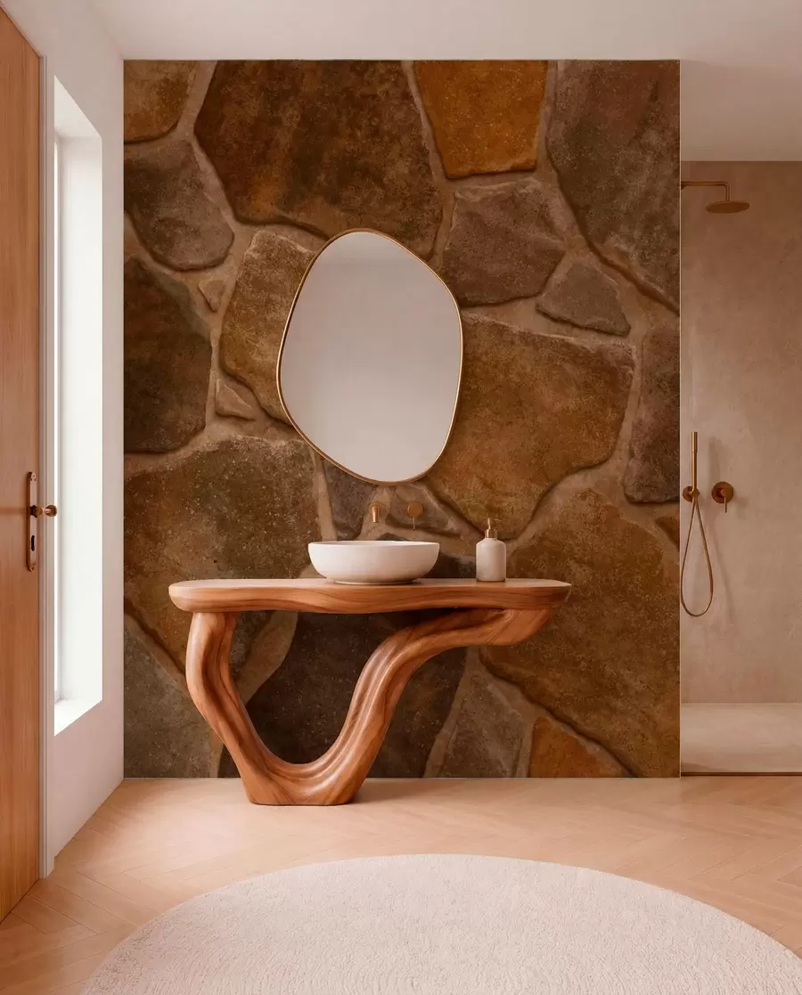 wall murals Natural stone masonry texture with irregular shapes w05690