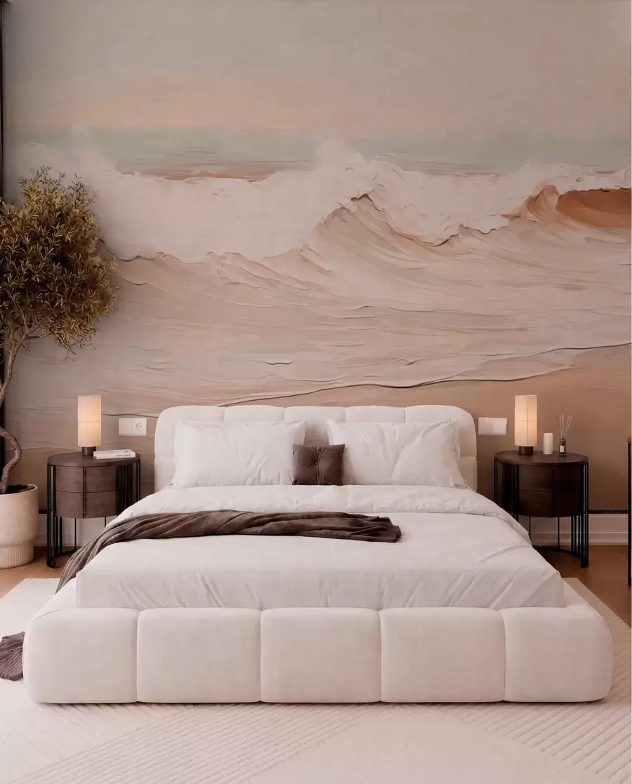wall murals Abstract ocean waves in pastel tones w05697