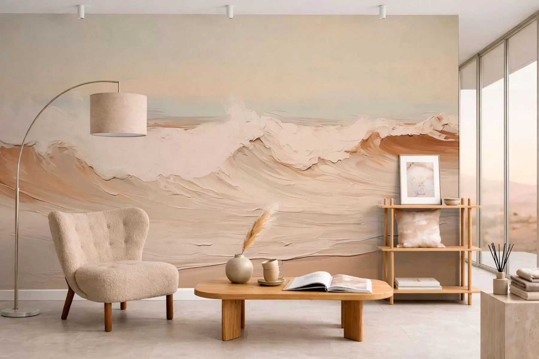 wall murals Abstract ocean waves in pastel tones w05697
