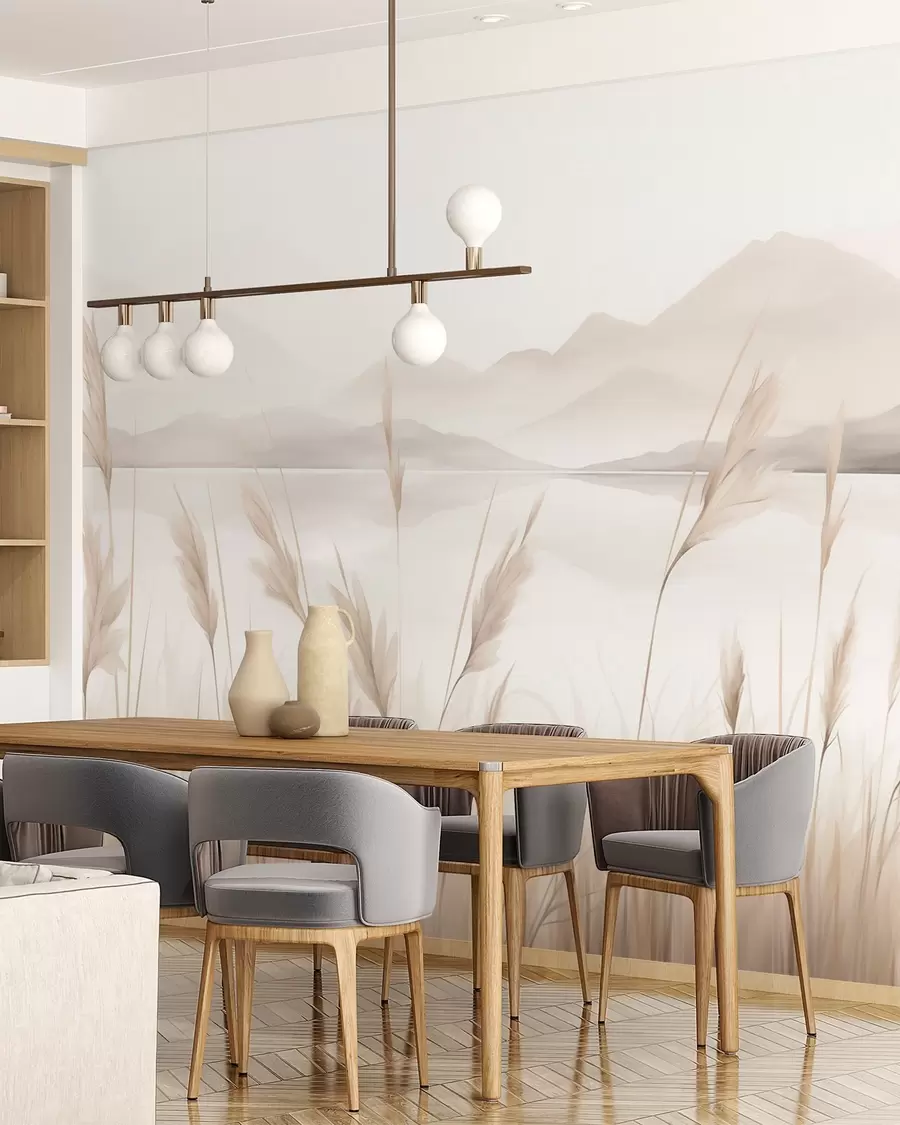 wall murals Pale Reeds and Distant Hills w05704