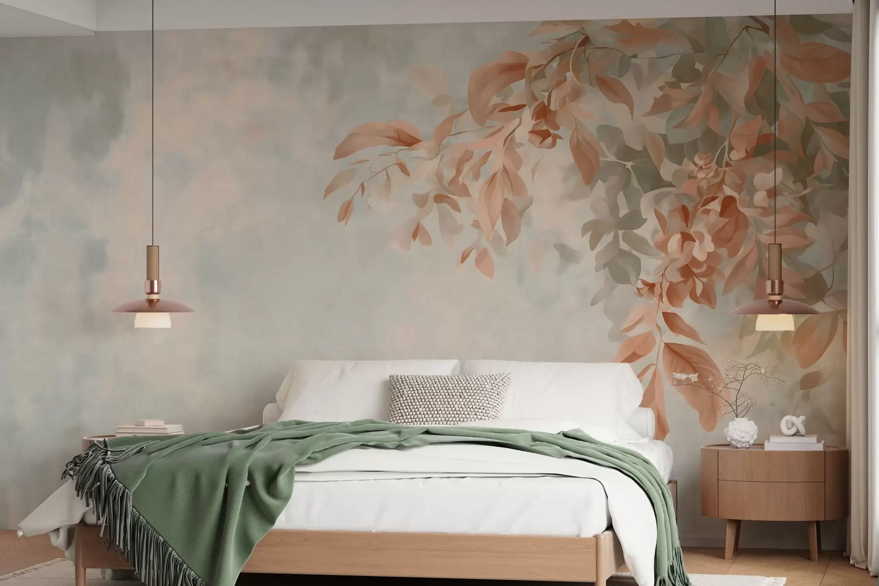 wall murals tree branches against a varied retro background w05385