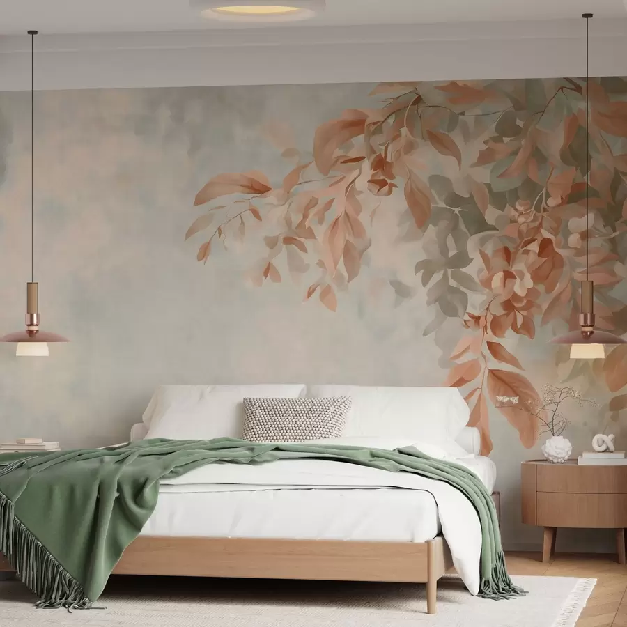 wall murals tree branches against a varied retro background w05385