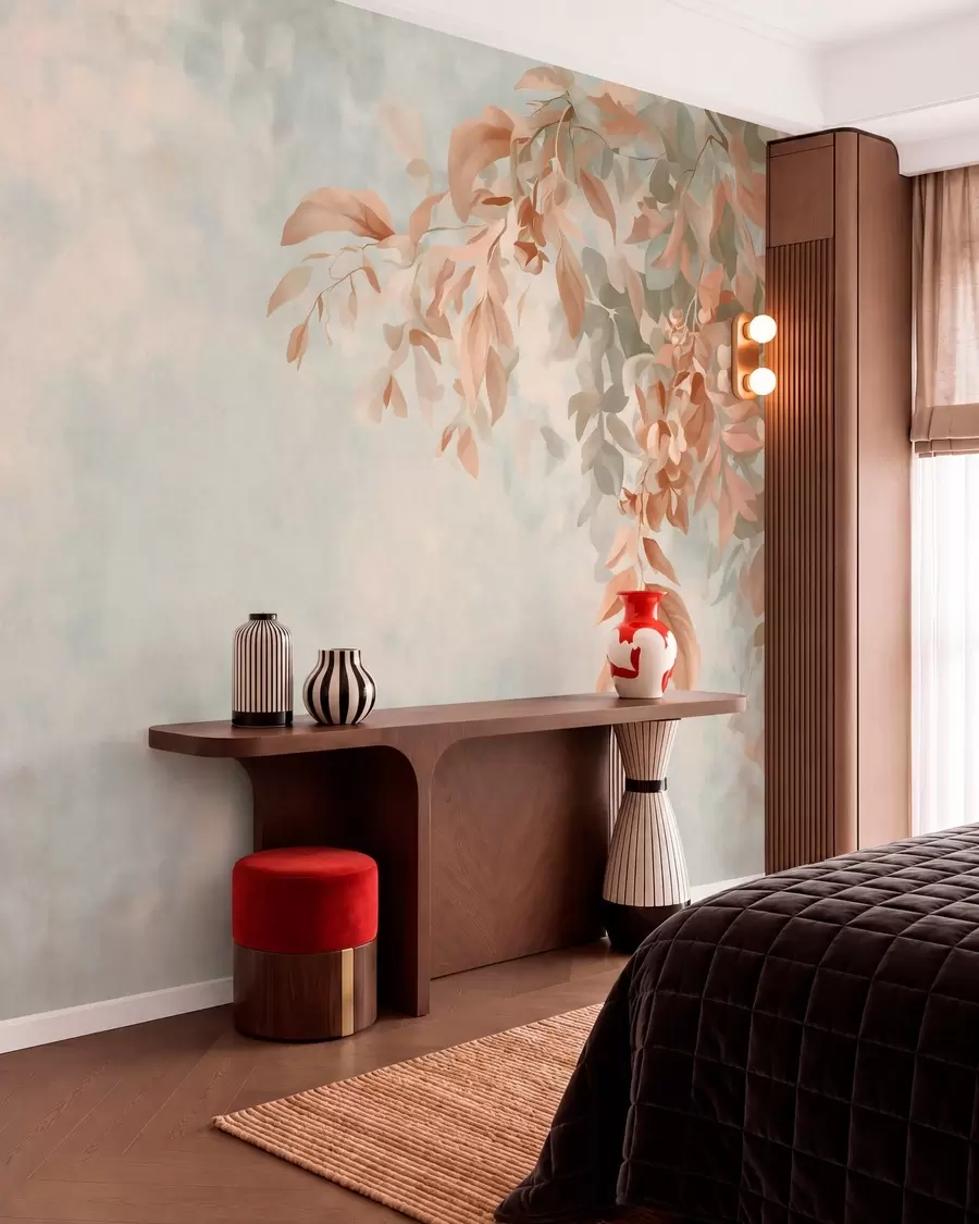 wall murals tree branches against a varied retro background w05385