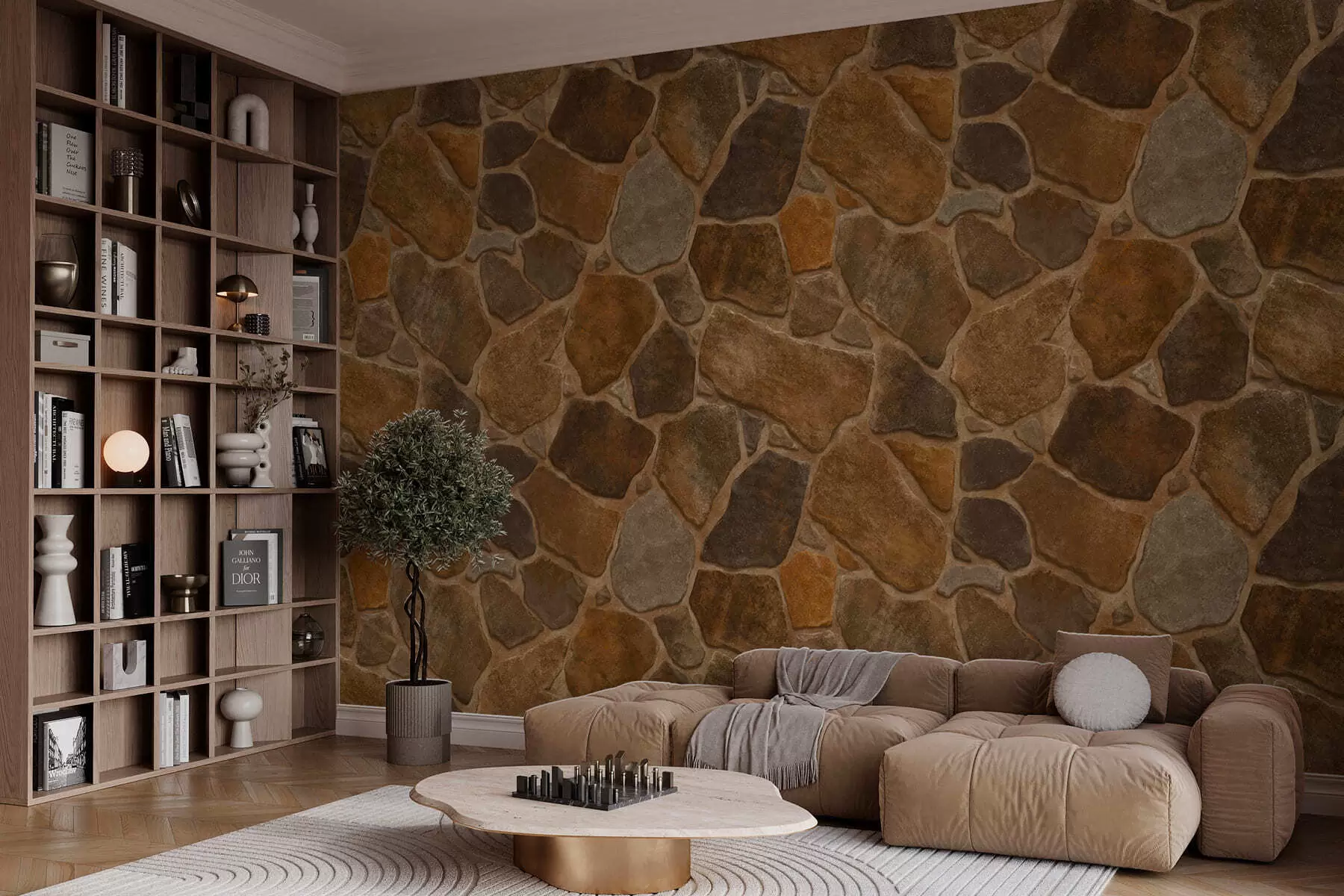 wall murals Warm-toned natural stone pattern w05691