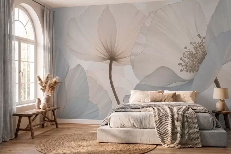 wall murals Soft large flowers in light pastel tones w05692