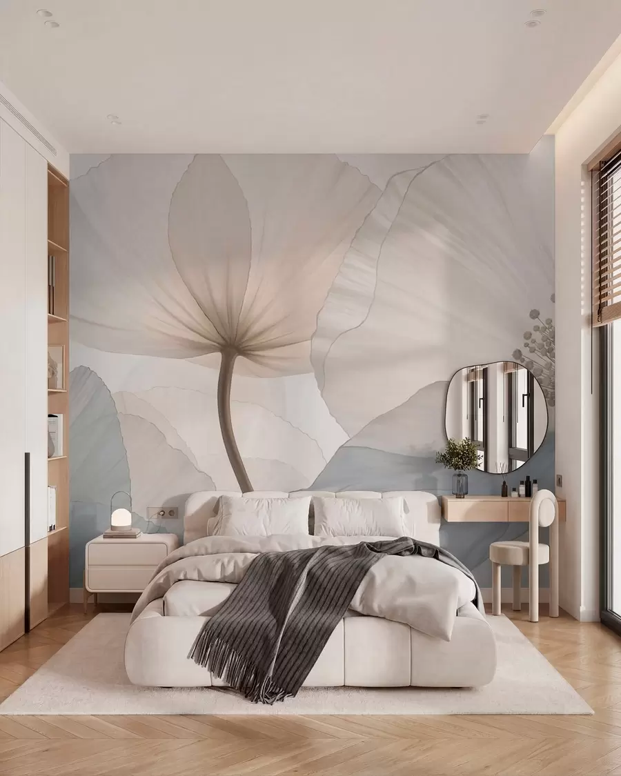 wall murals Soft large flowers in light pastel tones w05692