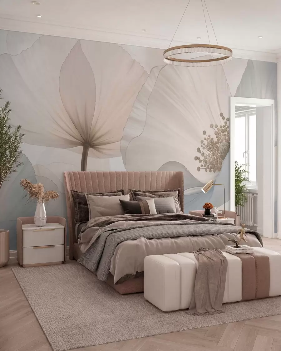 wall murals Soft large flowers in light pastel tones w05692