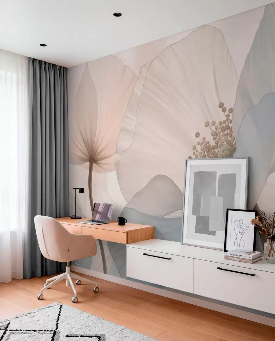 wall murals Soft large flowers in light pastel tones w05692