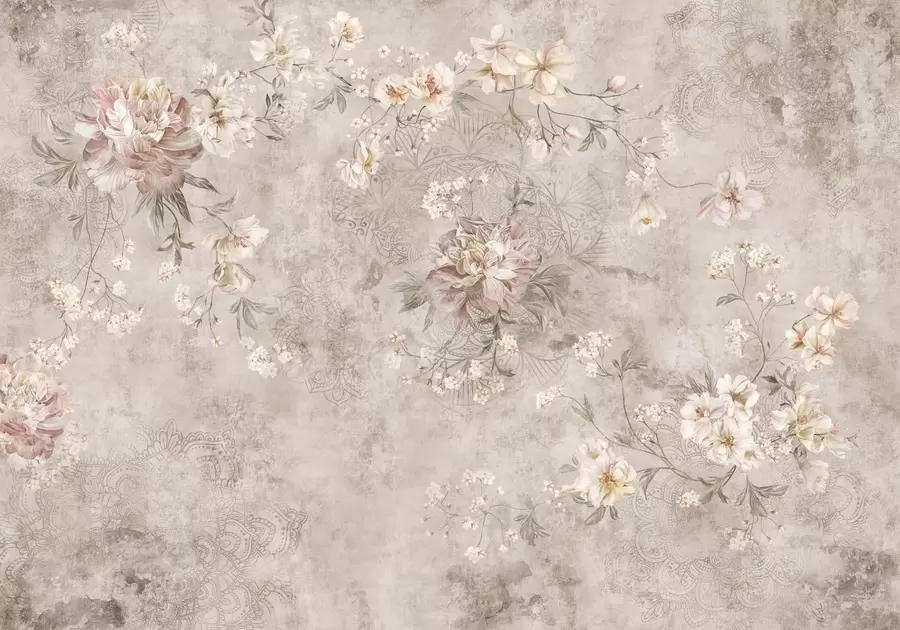 wall murals Floral ornament on a textured light background w05698