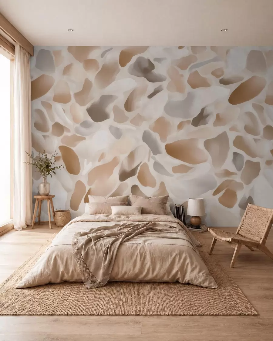 wall murals Abstract natural terrazzo texture in light tones w09933