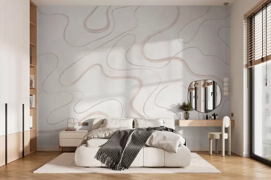 wall murals Abstract flowing lines on a light background w05726