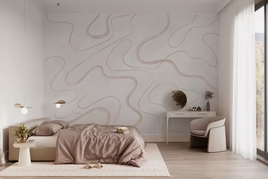 wall murals Abstract flowing lines on a light background w05726